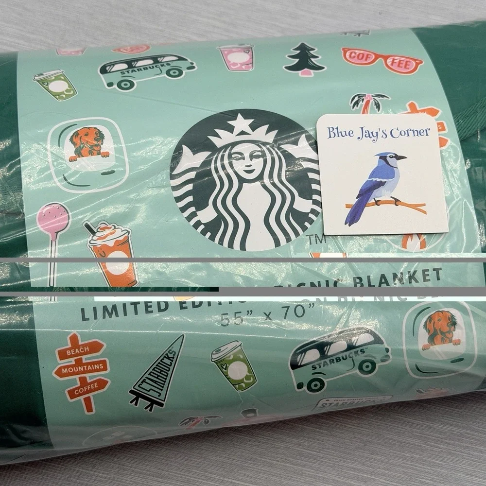 Starbucks Road Trip Picnic Blanket 2026 Foldable Travel Strap Limited Edition